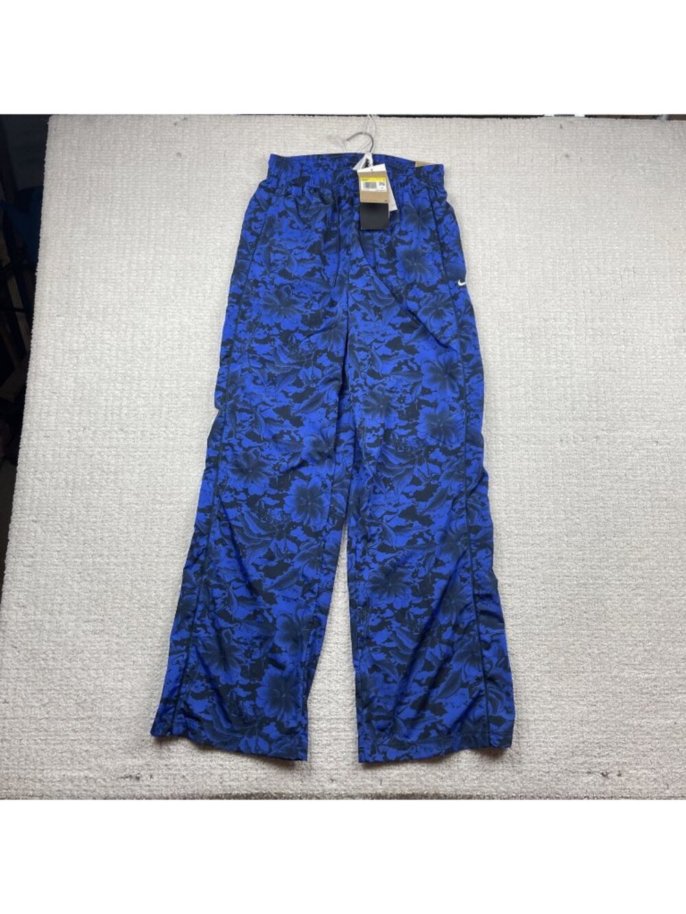 Y2K Nike Windrunner Wide Leg Pants Wom Sz S Gorpcore Floral Tropical Blue AOP